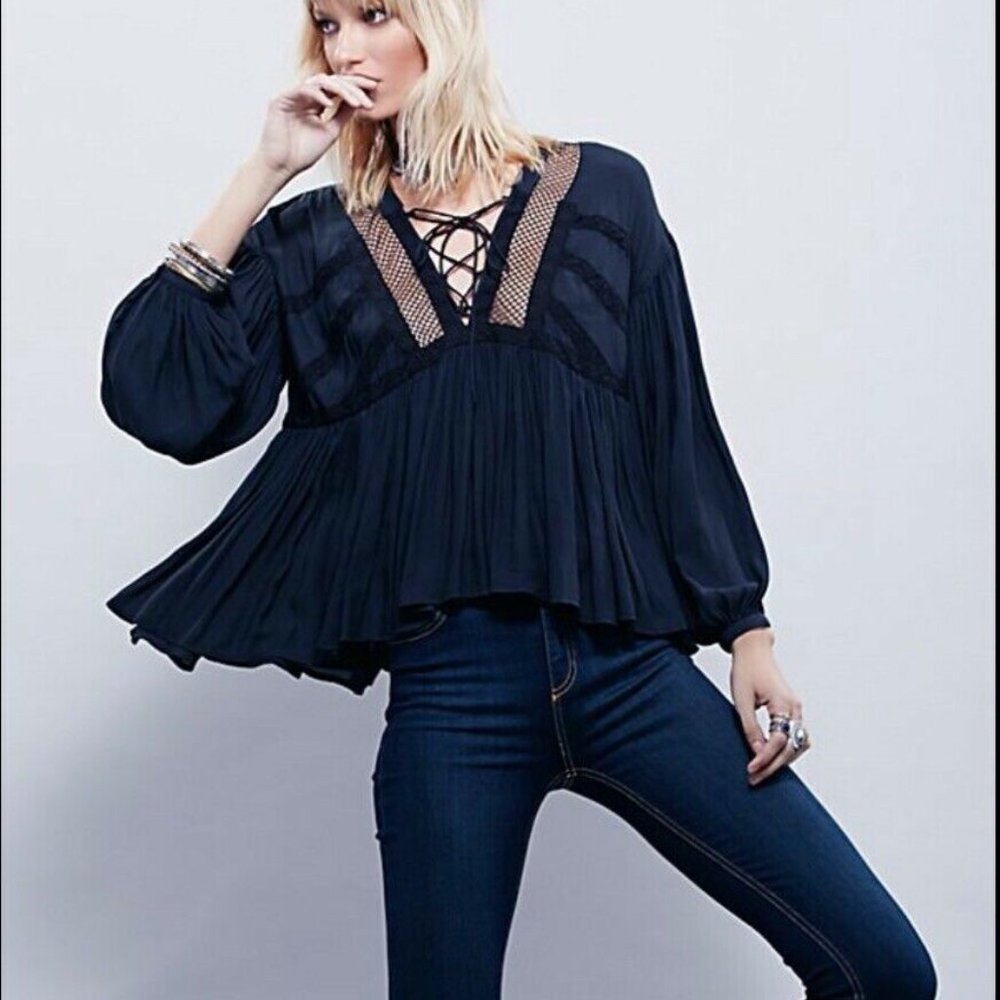 Free People Don't Let Go Flowy Peasant Blouse